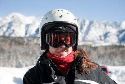 Bea is ready for snowmobiling
