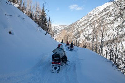 down a narrow trail