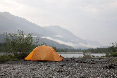Camping on gravel bar