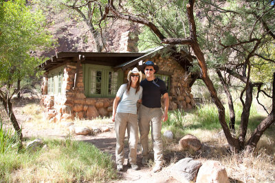 In front of our cabin at Phantom Ranch
