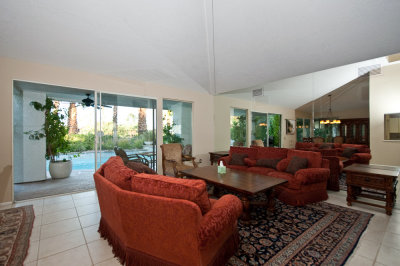 Living room and view of the pool