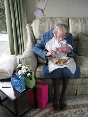 Gran enjoying her Birthday lunch