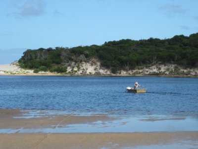 Michael rowing back for his group