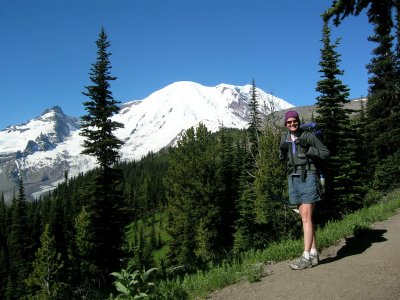 Annie with Rainier behind