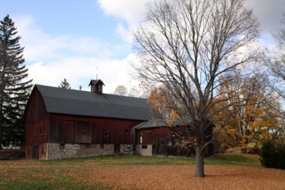 Red barn with cupola near Aurora