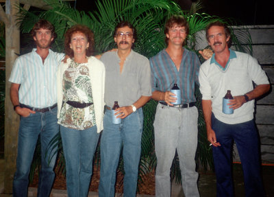 Jonathan Thomson, Christine and Roberto Soltero, Darby Burger and Eric Thomson Townsville Australia mid -  80s