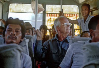 John Robert Thomson (Bob) on Sumatra Bus Indonesia 1988