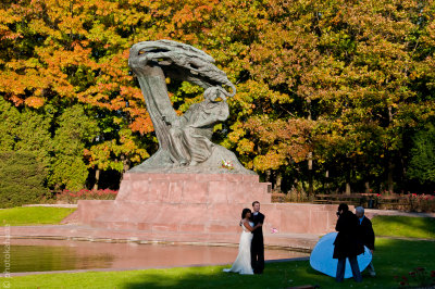 Bride and Groom Pose, Warsaw, Poland