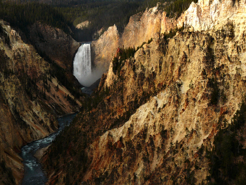 (Example A) Lower Falls of the Yellowstone River, 80mm short telephoto range, horizontal framing
