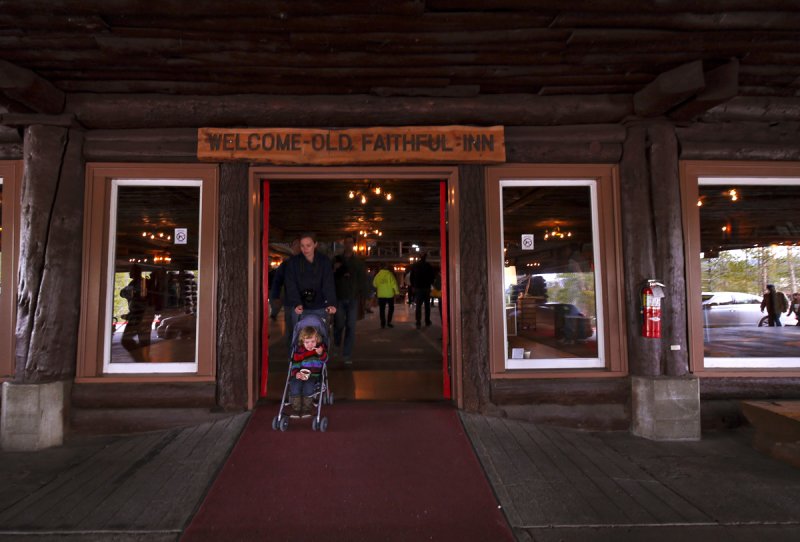 At the portal, Old Faithful Inn, Yellowstone National Park, Wyoming, 2010