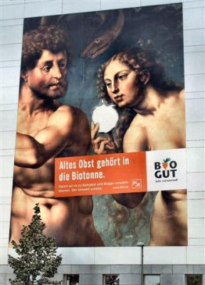 Adam and Eve in a street commercial (Berlin).JPG