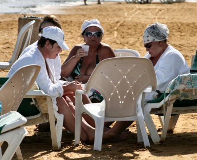Ladies having fun on the Dead Sea beach .JPG