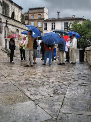 Brave tourists in the rain