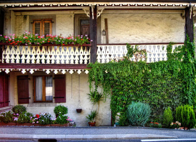 Nobody  at the flowered balcony....