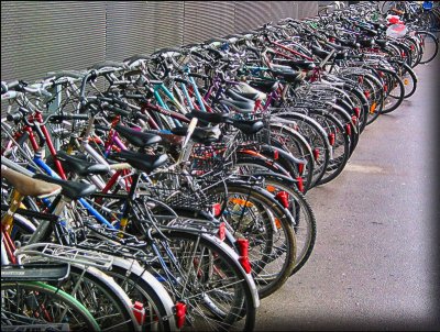 Crowded abstraction of bicycles