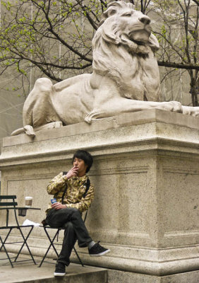 Relaxing at the New York Public Library