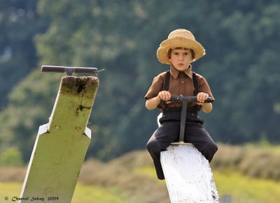 Young Amish Boy on Seesaw