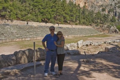 dana and mike at the mountain top stadium at delphi