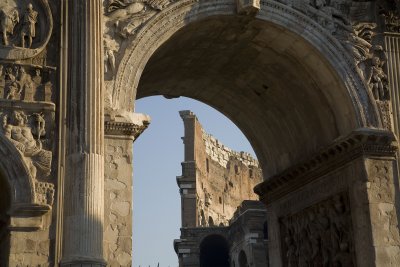 the colosseum through the arch of constantine