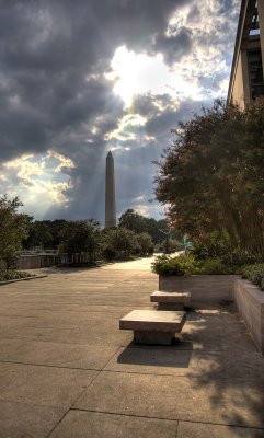 Sunbeams behind the Washington Monument from The National Museum of American History - Washington, DC