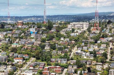 view of queen anne hill from the space needle