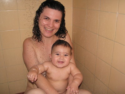 No banho com mame
