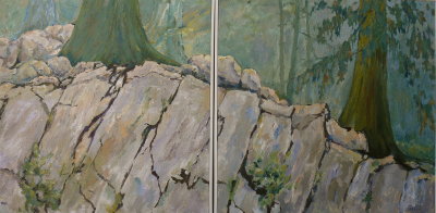 Tonquin Beach Rocks - A/C diptych 30x60 2008