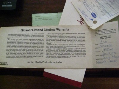 1976 Gibson Dove - original paperwork