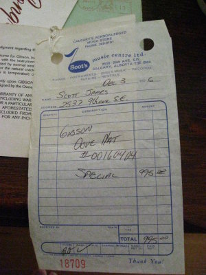 1976 Gibson Dove - original bill of sale