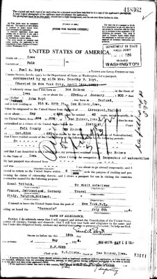 Paul A Boyt passport 1924