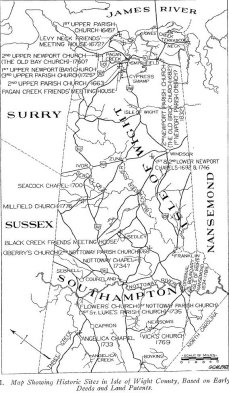 Isle of Wright VA map 1700s