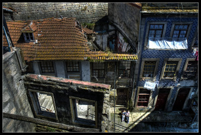 Old houses by the city walls