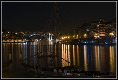 Porto and Arrabida Bridge at night