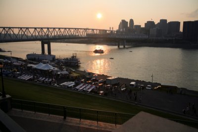 Sun setting over Cincinnati
