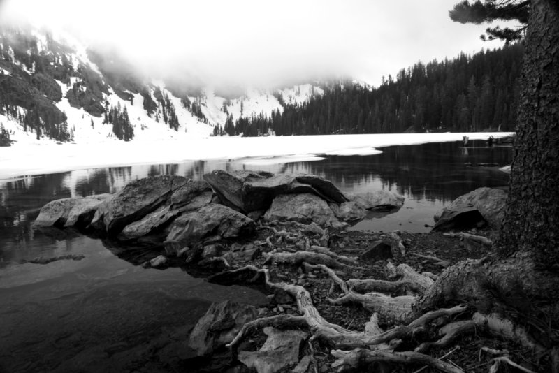 Cliff Lake perspective in B/W