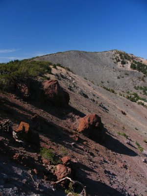 Red rocks along ridgeline