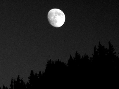 Moon Rise from Trail Gulch Lake - BW