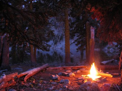 Warm fire at Trail Gulch Lake