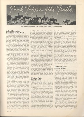 Pacific Crest Trail story in Sunset Magazine July 1936 page 29