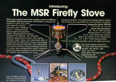 MSR Firefly May1983 Backpacker Mag advertisement