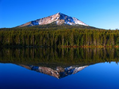 Squaw Lake and Mt McLoughlin reflection