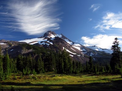 Mt Jefferson crowned with clouds