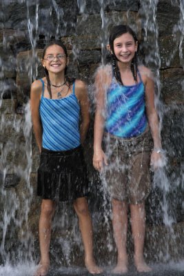 Grace and Jacklyn in the waterfall