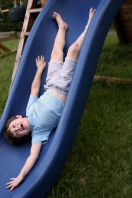 David going upside down on the slide