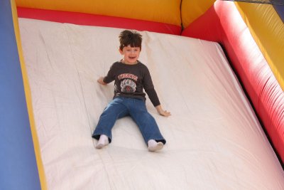 David on the air slide at Fall Carnival at school