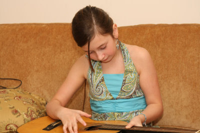 Picking on the guitar