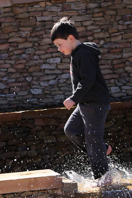 Splashing through the water