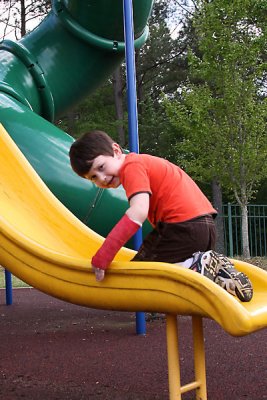 Climbing up the slide