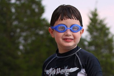 David in his goggles
