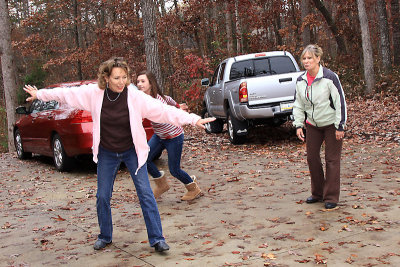Lynne blocking a shot